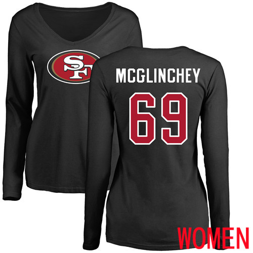 San Francisco 49ers Black Women Mike McGlinchey Name and Number Logo #69 Long->nfl t-shirts->Sports Accessory